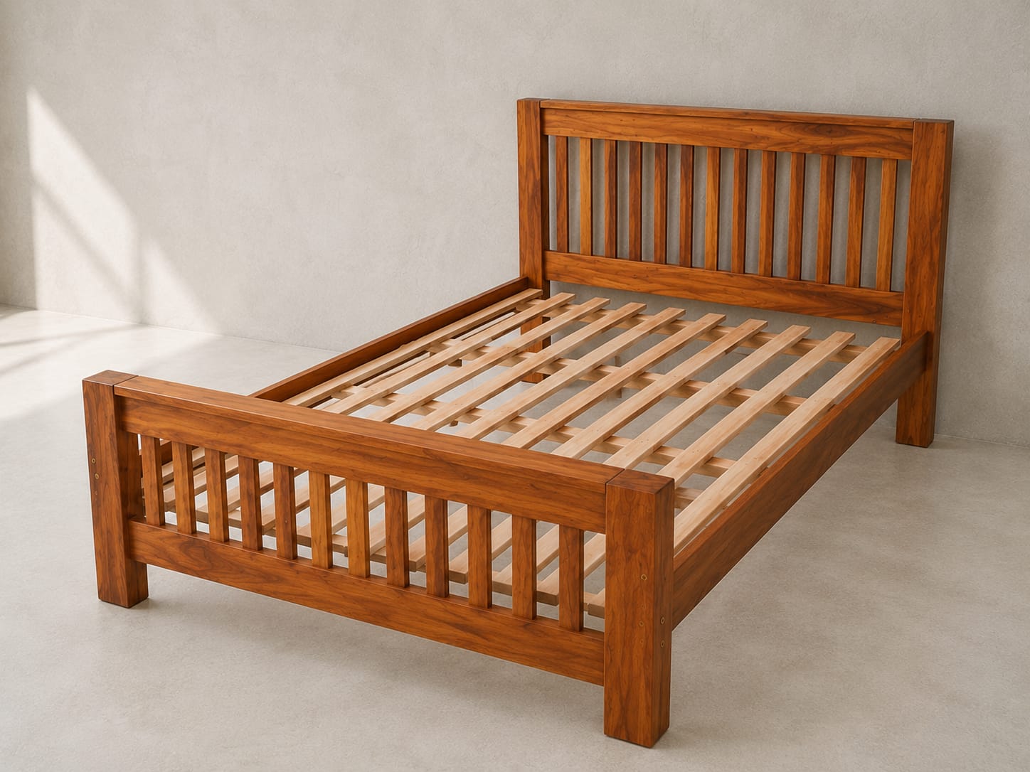 Cama Ripada Clássica em Madeira Maciça