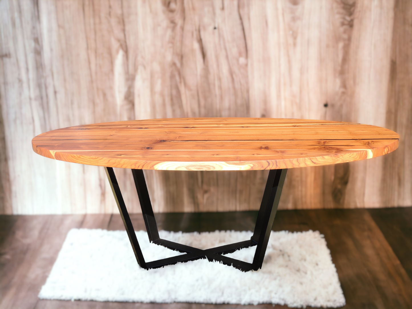 Mesa de Jantar Oval em madeira maciça peroba