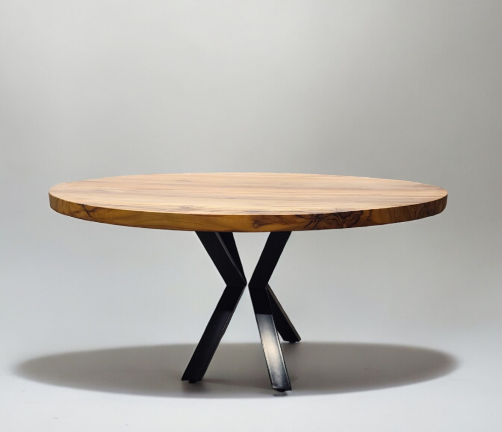Mesa de Jantar Redonda de Madeira Peroba