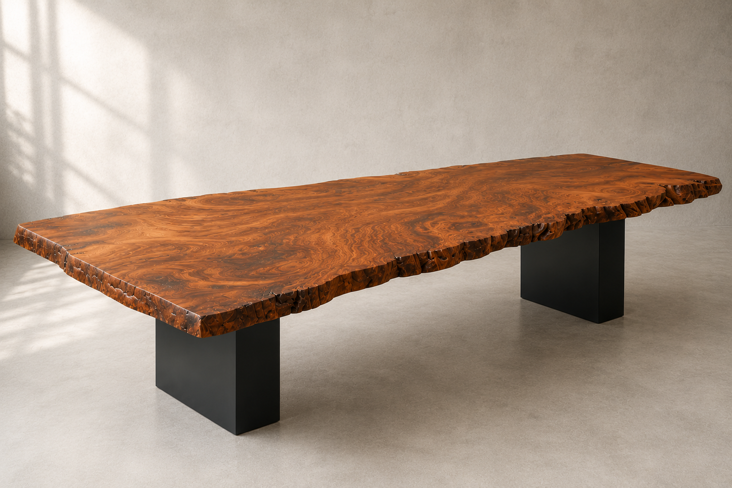 Mesa de Jantar em Prancha Única Angelim Pedra com Borda Orgânica Natural