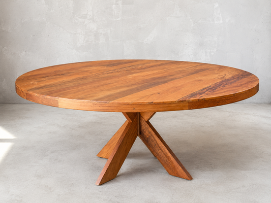 Mesa de Jantar Redonda de Madeira Peroba