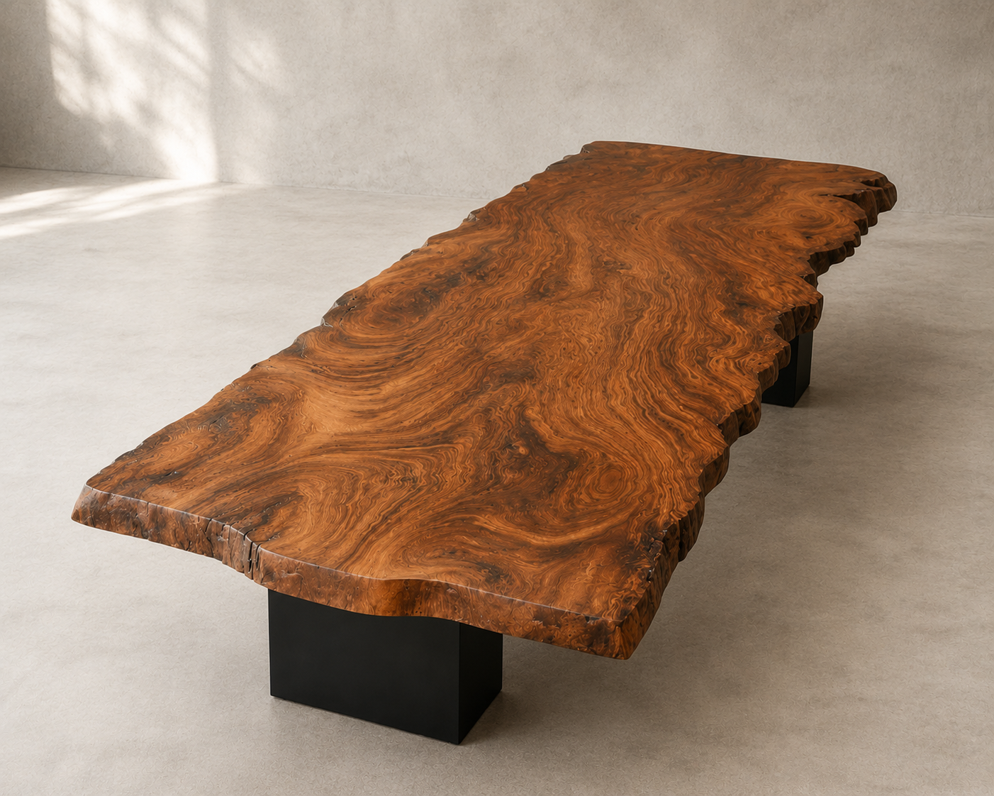 Mesa de Jantar em Prancha Única Angelim Pedra com Borda Orgânica Natural